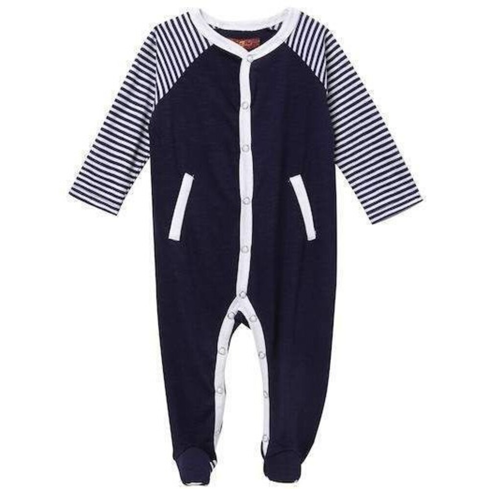 NWT 7 For All Mankind 6-9 mo infant baby one pc footie footed outfit snap navy